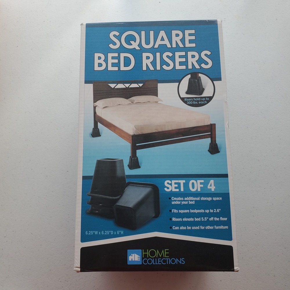 Home Collection Heavy Duty Square Bed Risers for Bed, Sofa, Chair, Desk 6 Inches